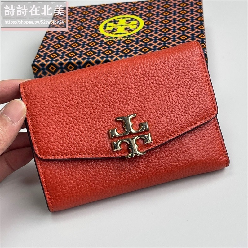 詩詩精品 Tory Burch 皮夾 零錢包 中夾 錢包 荔枝紋頭層牛皮錢夾 三折皮夾 大容量卡夾 多功能鈔票夾 按扣夾-細節圖10