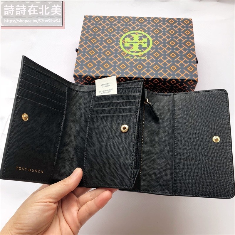 詩詩精品 Tory Burch 皮夾 中夾 零錢包 三折釦式錢夾 錢包 十字紋防刮卡夾 大容量鈔票夾 證件夾-細節圖5