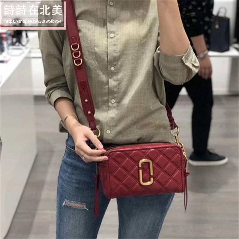 詩詩精品店 Marc Jacobs 包包 相機包 斜挎包 雙拉鏈肩背包 單肩包 油蠟皮菱格側背包 小方包 斜背包 胸包-細節圖2