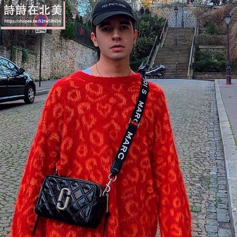 詩詩精品店 Marc Jacobs 包包 相機包 斜挎包 雙拉鏈肩背包 單肩包 油蠟皮菱格側背包 小方包 斜背包 胸包-細節圖3