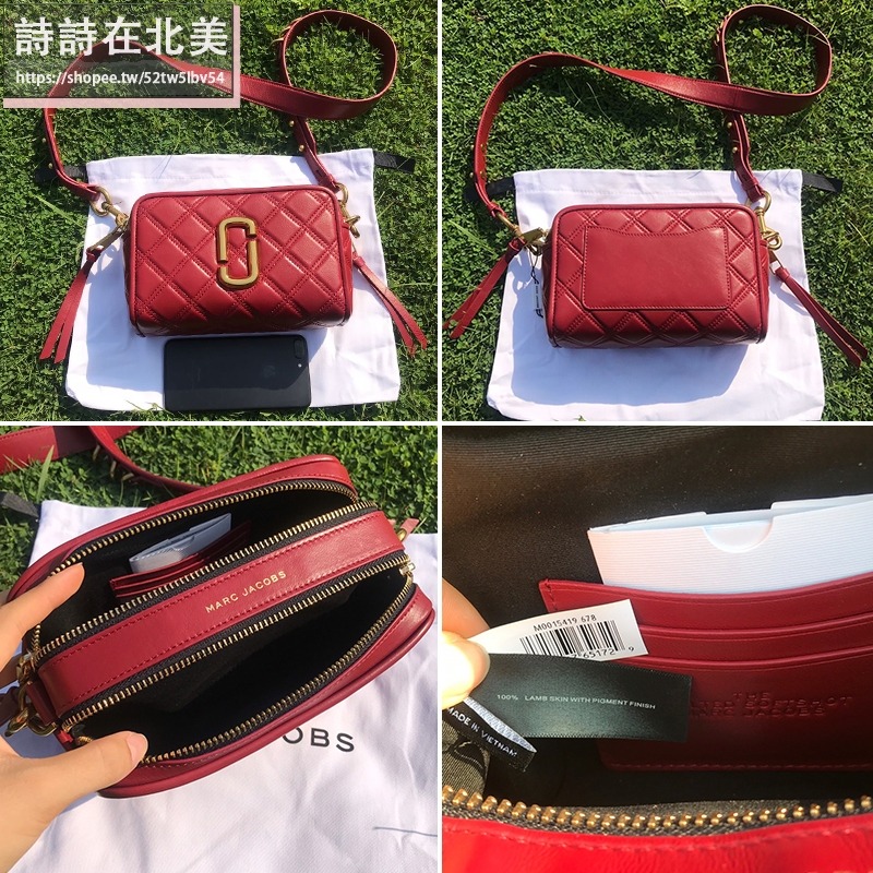 詩詩精品店 Marc Jacobs 包包 相機包 斜挎包 雙拉鏈肩背包 單肩包 油蠟皮菱格側背包 小方包 斜背包 胸包-細節圖11