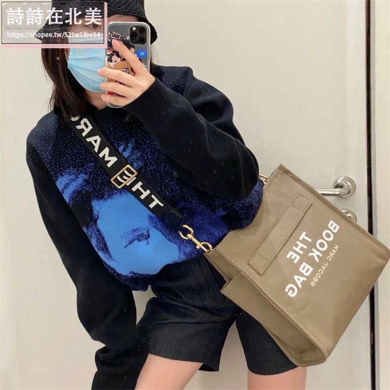 詩詩精品店 Marc Jacobs 包包 斜挎包 THE 帆布包 單肩包 布包 側背包 斜背包 大容量肩背包 背帶可調節-細節圖2