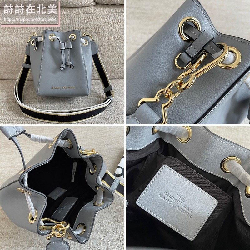 詩詩精品店 Marc Jacobs 包包 水桶包 斜背包 單肩包 抽繩包 斜挎包 束口包 大容量肩背包 荔枝紋牛皮側背包-細節圖10