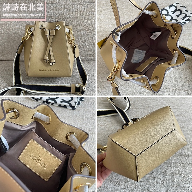 詩詩精品店 Marc Jacobs 包包 水桶包 斜背包 單肩包 抽繩包 斜挎包 束口包 大容量肩背包 荔枝紋牛皮側背包-細節圖11