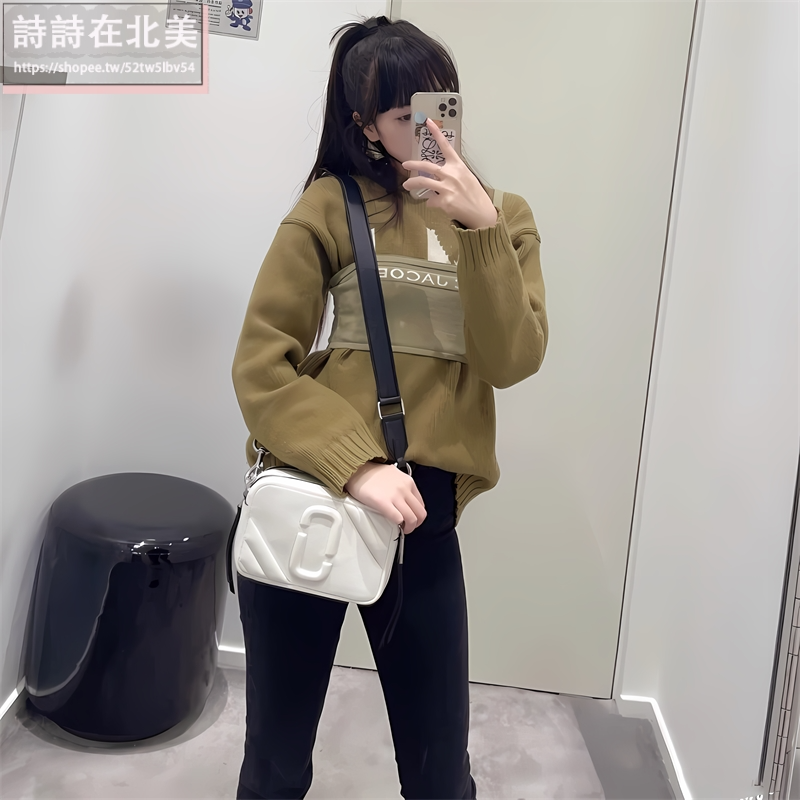 詩詩精品店 Marc Jacobs 包包 相機包 斜背包 荔枝紋牛肩背包 雙拉鏈側背包 斜挎包 單肩包 手機包-細節圖3