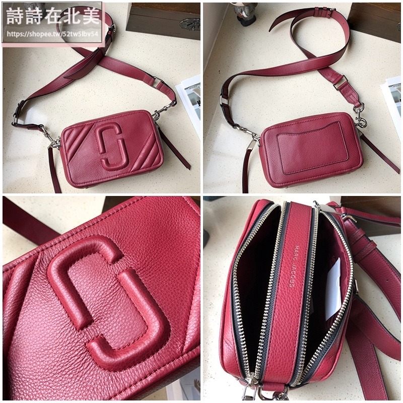 詩詩精品店 Marc Jacobs 包包 相機包 斜背包 荔枝紋牛肩背包 雙拉鏈側背包 斜挎包 單肩包 手機包-細節圖9