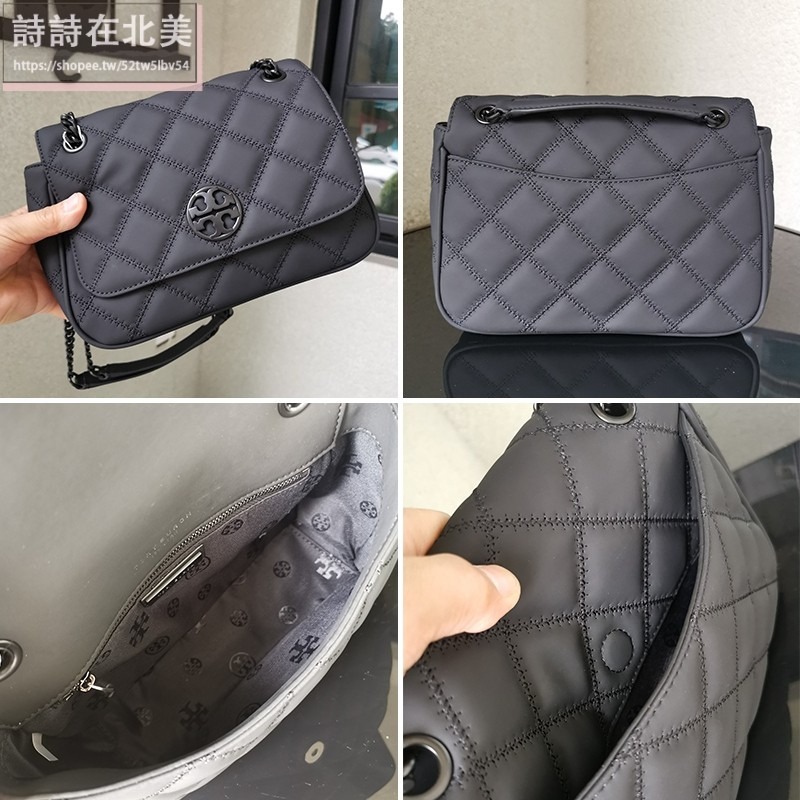 詩詩精品 Tory Burch 包包 woc側背包 手提包 全黑鏈條包 後背包 托特包 斜挎包 肩背包 斜背包 磨砂質感-細節圖8