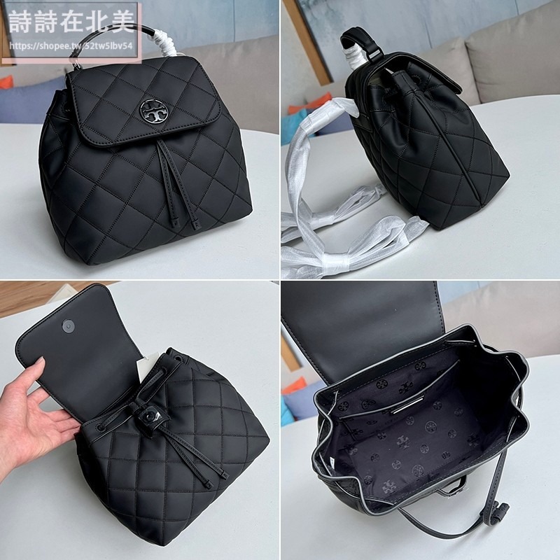 詩詩精品 Tory Burch 包包 woc側背包 手提包 全黑鏈條包 後背包 托特包 斜挎包 肩背包 斜背包 磨砂質感-細節圖9