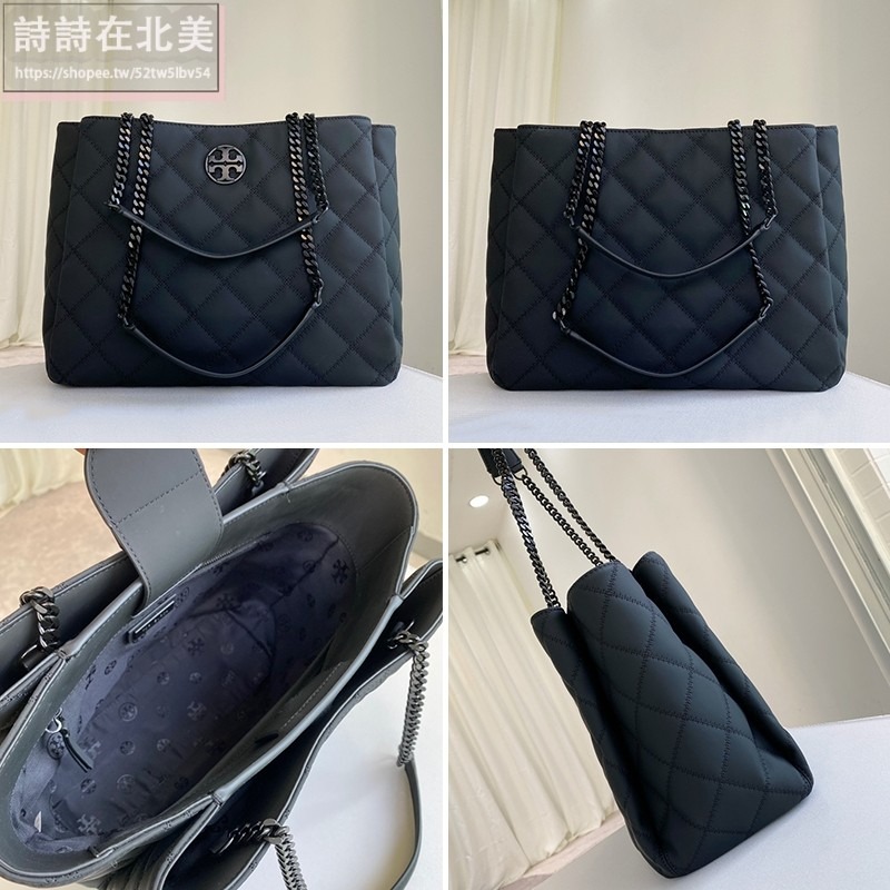 詩詩精品 Tory Burch 包包 woc側背包 手提包 全黑鏈條包 後背包 托特包 斜挎包 肩背包 斜背包 磨砂質感-細節圖10