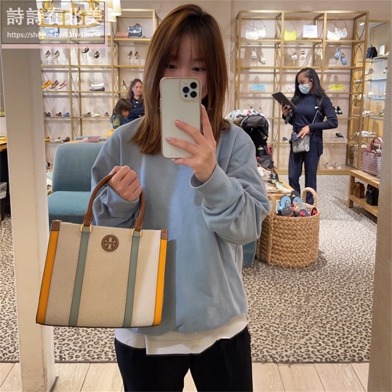 詩詩精品 Tory Burch 包包 托特包 手提包 斜背包 單肩包 帆布包 斜挎包 側背包 肩背包 側包 帆布托特包-細節圖2