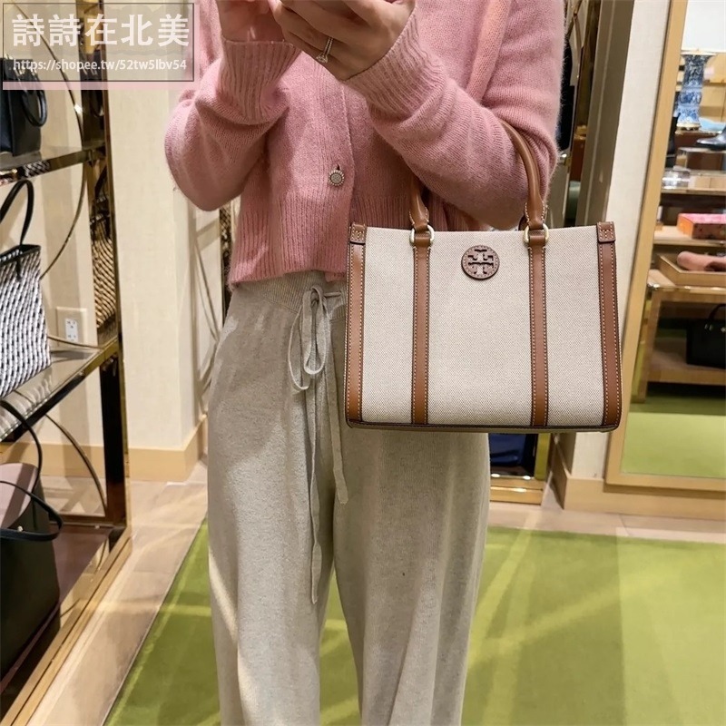 詩詩精品 Tory Burch 包包 托特包 手提包 斜背包 單肩包 帆布包 斜挎包 側背包 肩背包 側包 帆布托特包-細節圖4