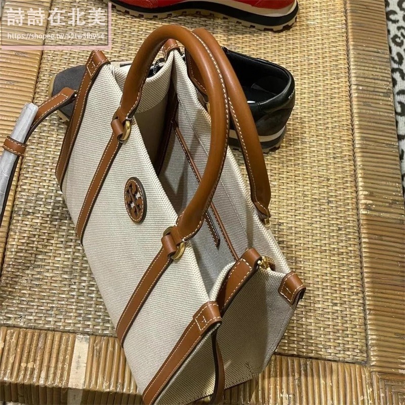詩詩精品 Tory Burch 包包 托特包 手提包 斜背包 單肩包 帆布包 斜挎包 側背包 肩背包 側包 帆布托特包-細節圖8