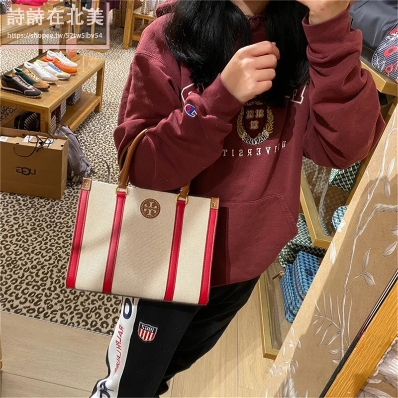 詩詩精品 Tory Burch 包包 托特包 手提包 斜背包 單肩包 帆布包 斜挎包 側背包 肩背包 側包 帆布托特包-細節圖9