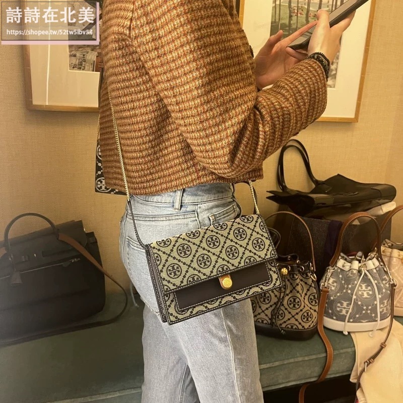 詩詩精品 Tory Burch 包包 風琴包 woc 側背包 翻蓋包 提花布包 單肩包 斜挎包 斜背包 肩背包 晚宴包-細節圖8