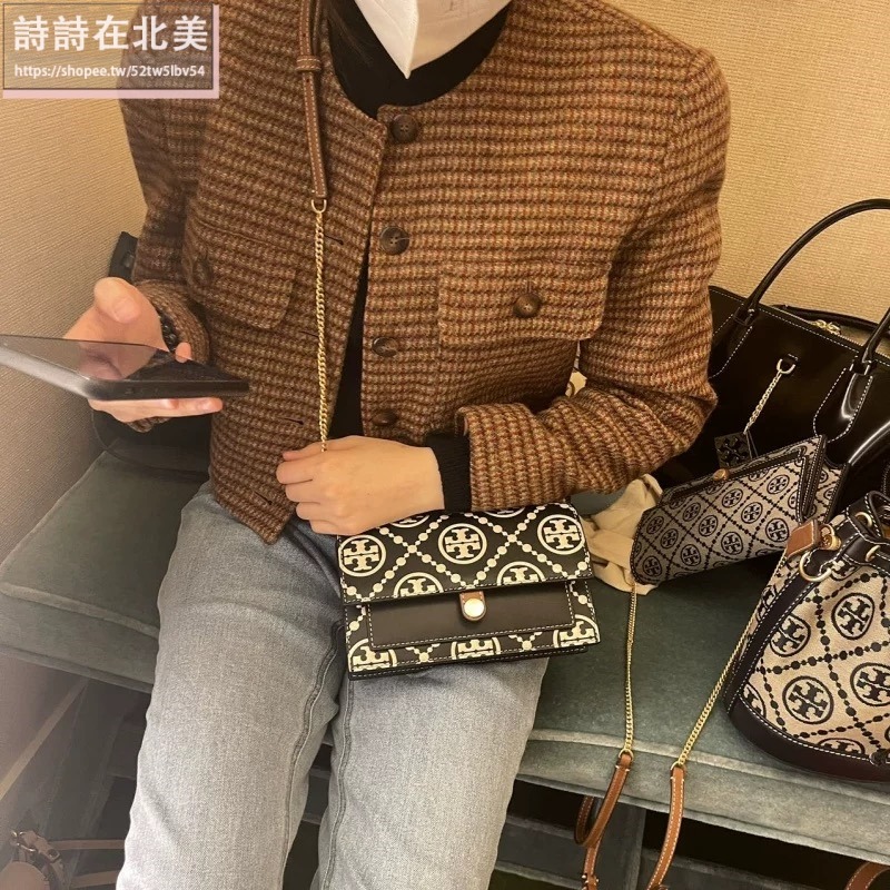 詩詩精品 Tory Burch 包包 風琴包 woc 側背包 翻蓋包 提花布包 單肩包 斜挎包 斜背包 肩背包 晚宴包-細節圖10