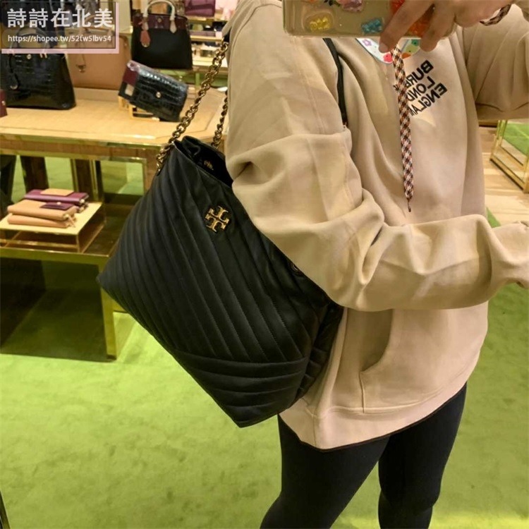 詩詩精品 Tory Burch 包包 鏈條包 托特包 手提包 小羊皮斜紋側背包 水桶包 水餃包 單肩包 斜背包 鏈帶包-細節圖2