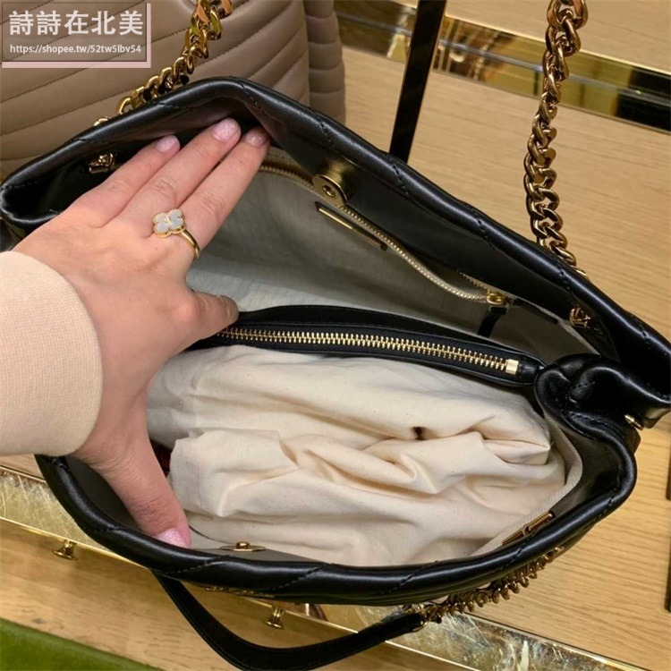 詩詩精品 Tory Burch 包包 鏈條包 托特包 手提包 小羊皮斜紋側背包 水桶包 水餃包 單肩包 斜背包 鏈帶包-細節圖5