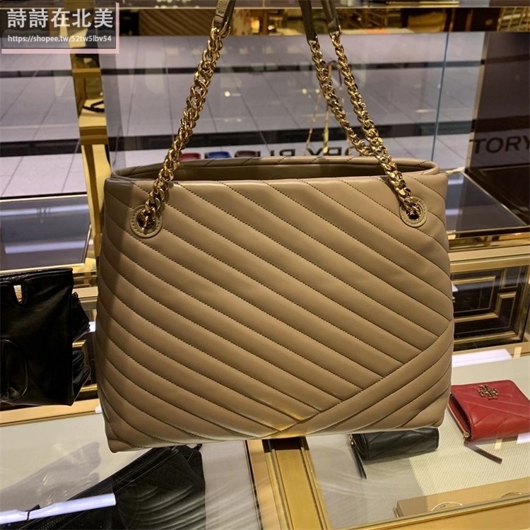 詩詩精品 Tory Burch 包包 鏈條包 托特包 手提包 小羊皮斜紋側背包 水桶包 水餃包 單肩包 斜背包 鏈帶包-細節圖7