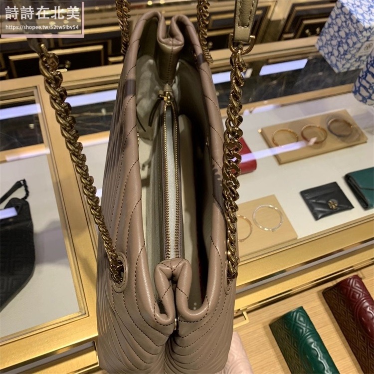 詩詩精品 Tory Burch 包包 鏈條包 托特包 手提包 小羊皮斜紋側背包 水桶包 水餃包 單肩包 斜背包 鏈帶包-細節圖8