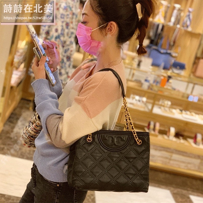 詩詩精品 Tory Burch 包包 小羊皮菱格側背包 鏈條包 托特包 手提包 水桶包 水餃包 單肩包 斜背包 鏈帶包-細節圖2