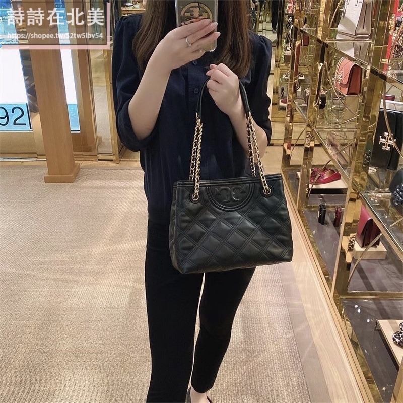 詩詩精品 Tory Burch 包包 小羊皮菱格側背包 鏈條包 托特包 手提包 水桶包 水餃包 單肩包 斜背包 鏈帶包-細節圖3