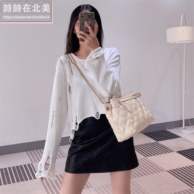 詩詩精品 Tory Burch 包包 小羊皮菱格側背包 鏈條包 托特包 手提包 水桶包 水餃包 單肩包 斜背包 鏈帶包-細節圖8