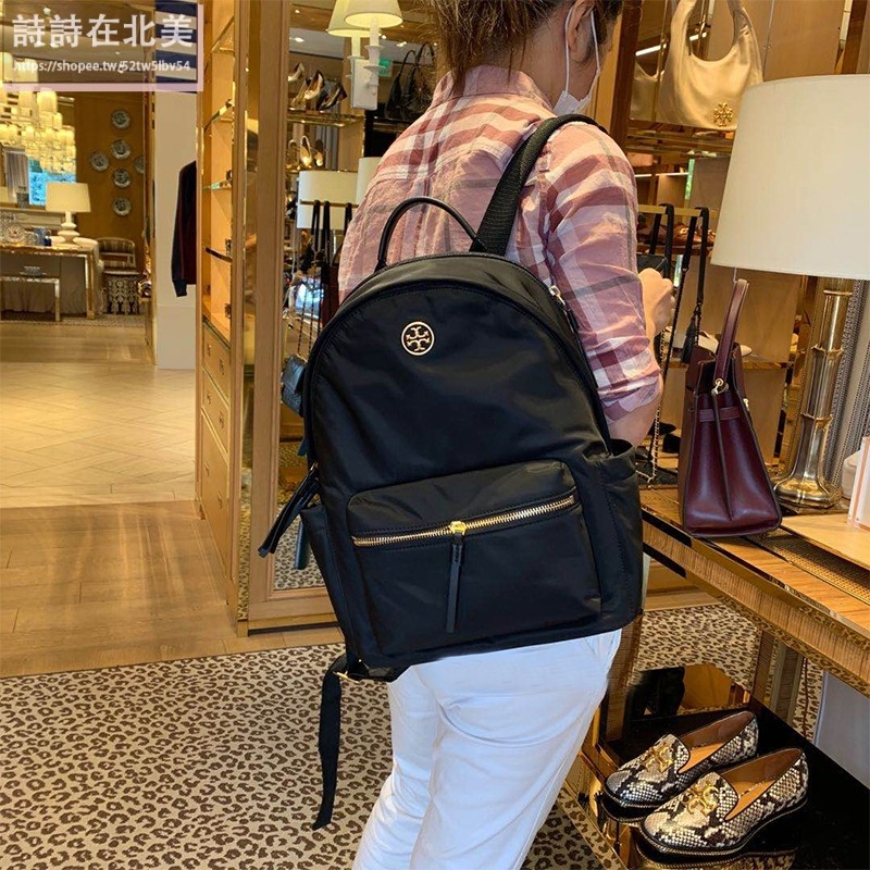 詩詩精品 Tory Burch 包包 後背包 尼龍防水雙肩包 大容量手提包 肩背包 旅行包 單肩包 側包 書包 尼龍布包-細節圖3