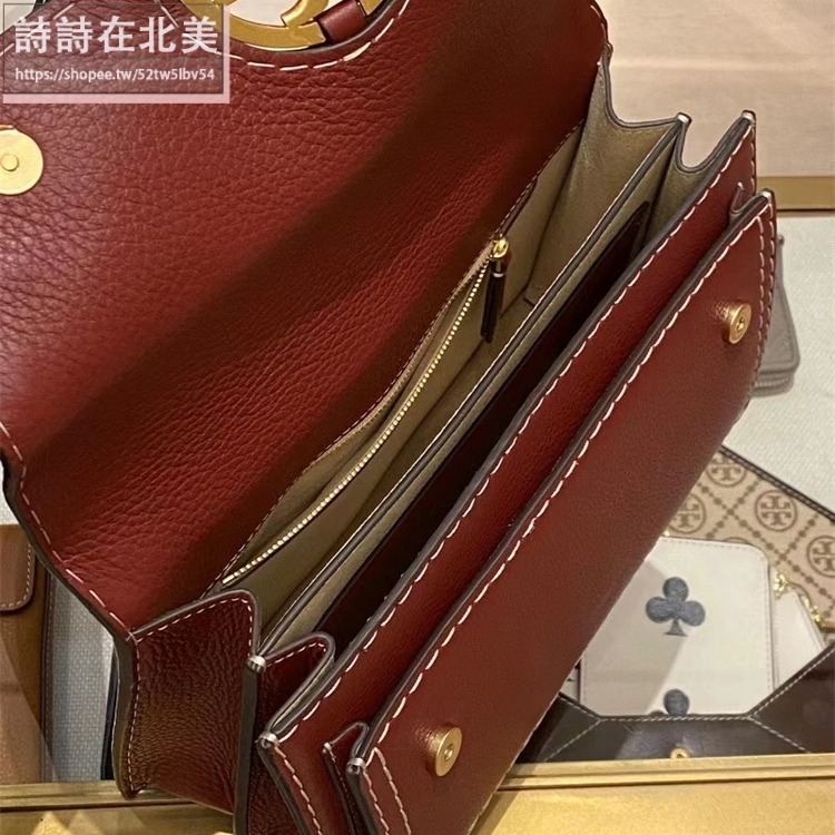 詩詩精品 Tory Burch 包包 風琴包 腋下包 側背包 相機包 小方包 荔枝紋真皮肩背包 翻蓋包 單肩包 馬鞍包-細節圖6
