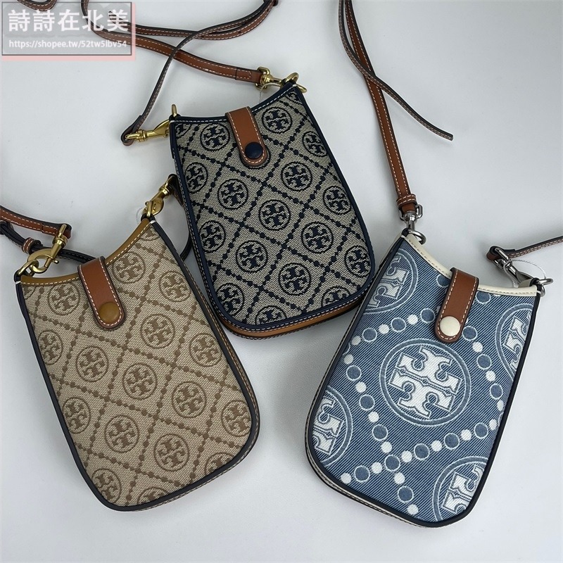詩詩精品 Tory Burch 包包 手機包 單肩包 手拿包 斜背包 老花帆布拼牛皮側背包 單肩包 斜挎包 肩背包 側包-細節圖9