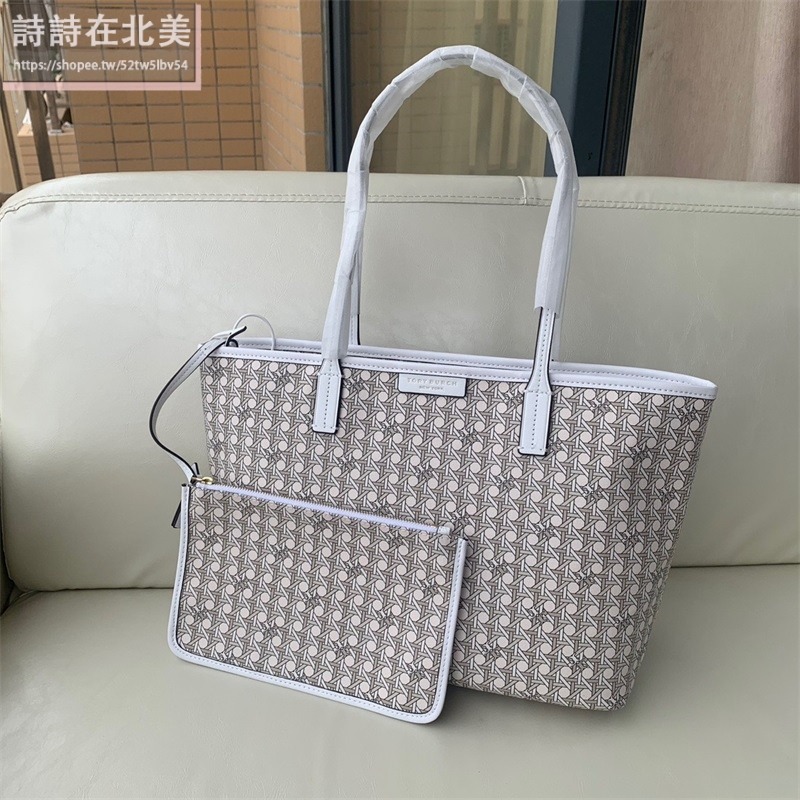 詩詩精品 Tory Burch 包包 托特包 單肩包 帆布包 大容量肩背包 手提包 側背包 購物袋 側包 防水塗層布面-細節圖5