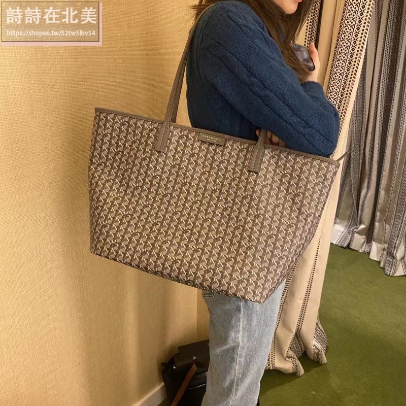 詩詩精品 Tory Burch 包包 托特包 單肩包 帆布包 大容量肩背包 手提包 側背包 購物袋 側包 防水塗層布面-細節圖8