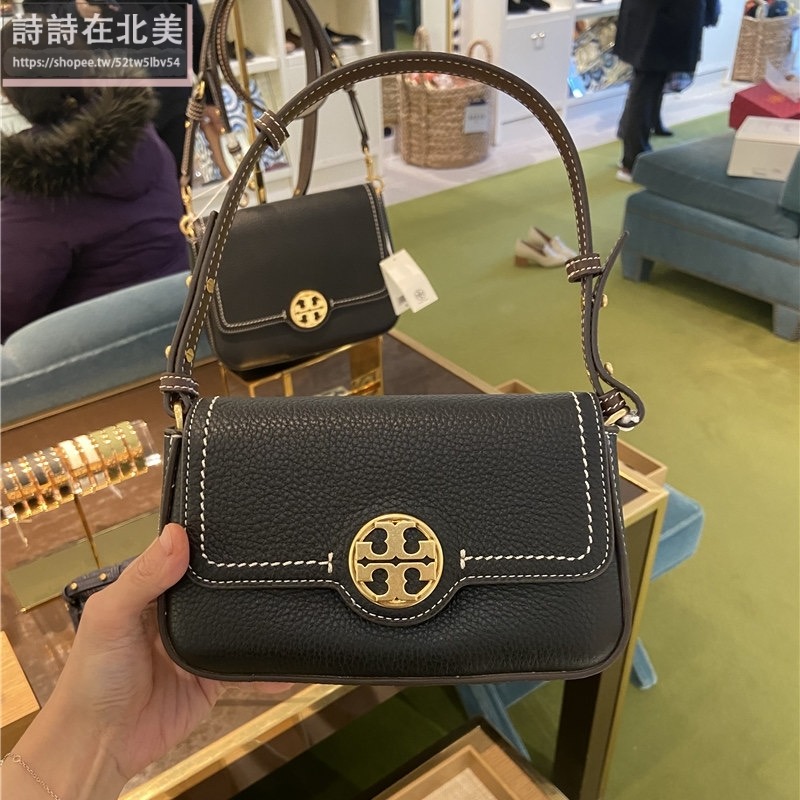詩詩精品 Tory Burch 包包 通勤包 斜背包 側背包 郵差包 荔枝紋真皮肩背包 手提包 腋下包 翻蓋包 斜挎包-細節圖5