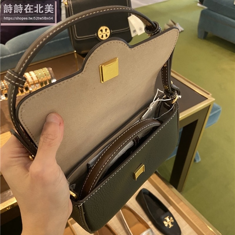 詩詩精品 Tory Burch 包包 通勤包 斜背包 側背包 郵差包 荔枝紋真皮肩背包 手提包 腋下包 翻蓋包 斜挎包-細節圖6