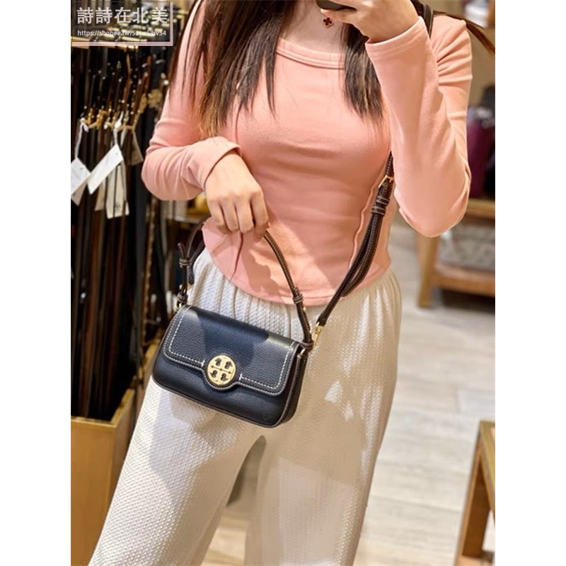 詩詩精品 Tory Burch 包包 通勤包 斜背包 側背包 郵差包 荔枝紋真皮肩背包 手提包 腋下包 翻蓋包 斜挎包-細節圖8