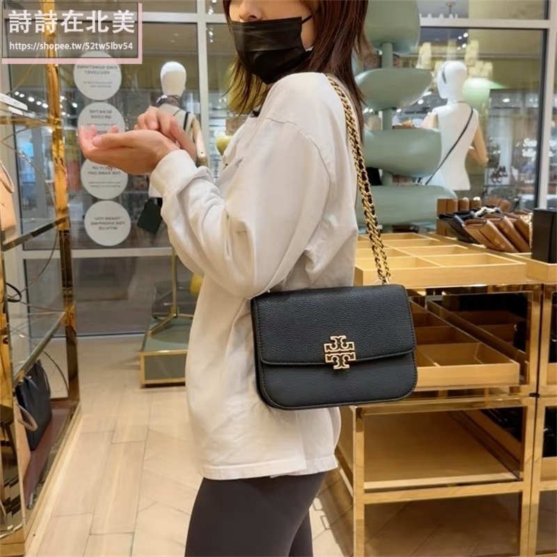 詩詩精品 Tory Burch 包包 翻蓋鏈條包 馬鞍包 斜挎包 牛皮鱷魚紋肩背包 腋下包 翻蓋包 荔枝紋側背包 斜背包-細節圖2