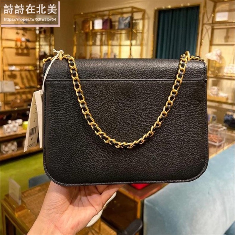 詩詩精品 Tory Burch 包包 翻蓋鏈條包 馬鞍包 斜挎包 牛皮鱷魚紋肩背包 腋下包 翻蓋包 荔枝紋側背包 斜背包-細節圖4