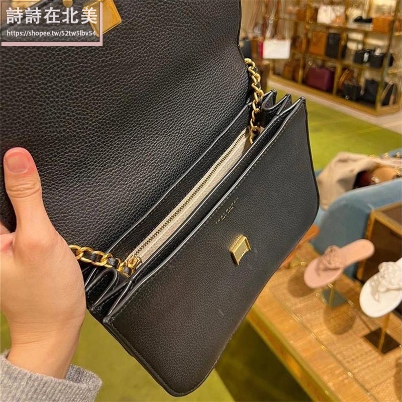 詩詩精品 Tory Burch 包包 翻蓋鏈條包 馬鞍包 斜挎包 牛皮鱷魚紋肩背包 腋下包 翻蓋包 荔枝紋側背包 斜背包-細節圖5