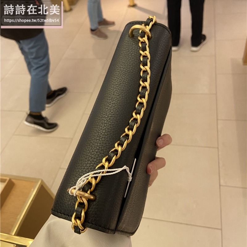 詩詩精品 Tory Burch 包包 翻蓋鏈條包 馬鞍包 斜挎包 牛皮鱷魚紋肩背包 腋下包 翻蓋包 荔枝紋側背包 斜背包-細節圖6