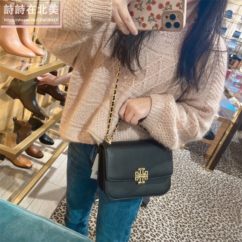 詩詩精品 Tory Burch 包包 翻蓋鏈條包 馬鞍包 斜挎包 牛皮鱷魚紋肩背包 腋下包 翻蓋包 荔枝紋側背包 斜背包-細節圖7