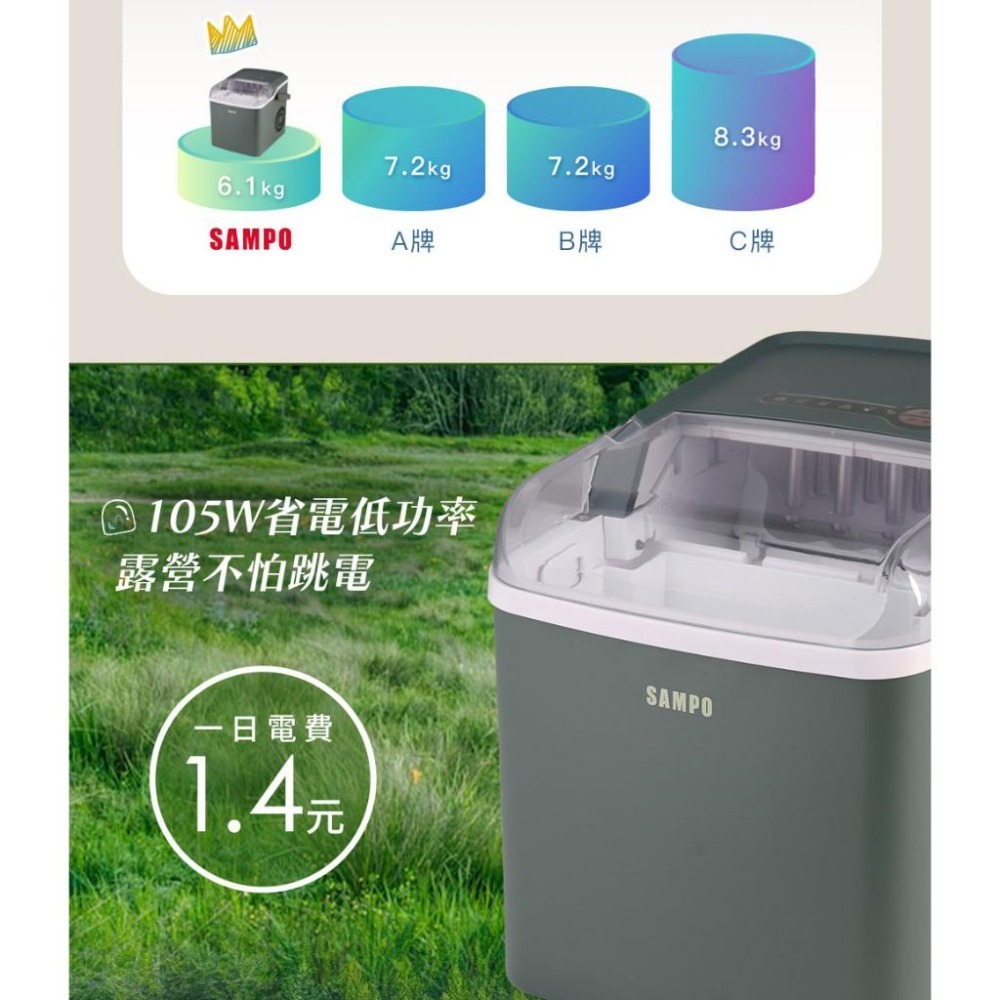 【SAMPO聲寶】全自動極速製冰機-冷杉綠 KJ-CA12R-細節圖9