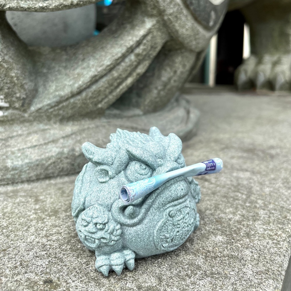 【麟鳳呈祥】開運招財金蟾蜍擺飾 青砂石通寶金蟾(贈咬金幣一枚)-細節圖6