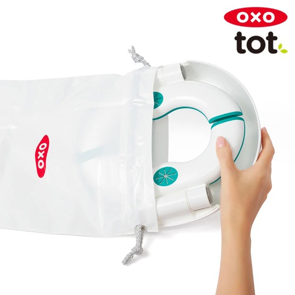 美國OXO tot 隨行兩用小馬桶- 靚藍綠+清潔袋(10入)-細節圖4