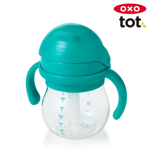 美國OXO tot 寶寶握吸管杯(靚藍綠/海軍藍/莓果粉/大象灰)-細節圖2
