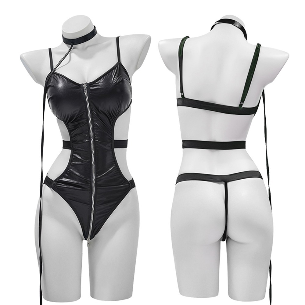 【War Horse 戰馬】角色扮演性感漆皮拉鏈衣 情趣皮革女王高衩戰袍 贈赤兔馬-細節圖2