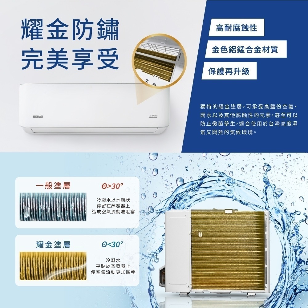【HERAN 禾聯】3-5坪耀金典雅型冷專分離式空調(HI/HO-LA28A) 含基本安裝-細節圖7