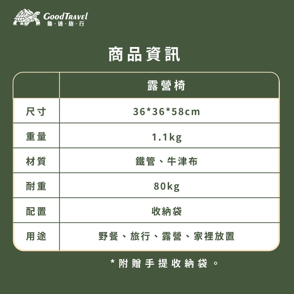 【限時購】【GoodTravel龜速旅行】露營輕便摺疊椅-細節圖7