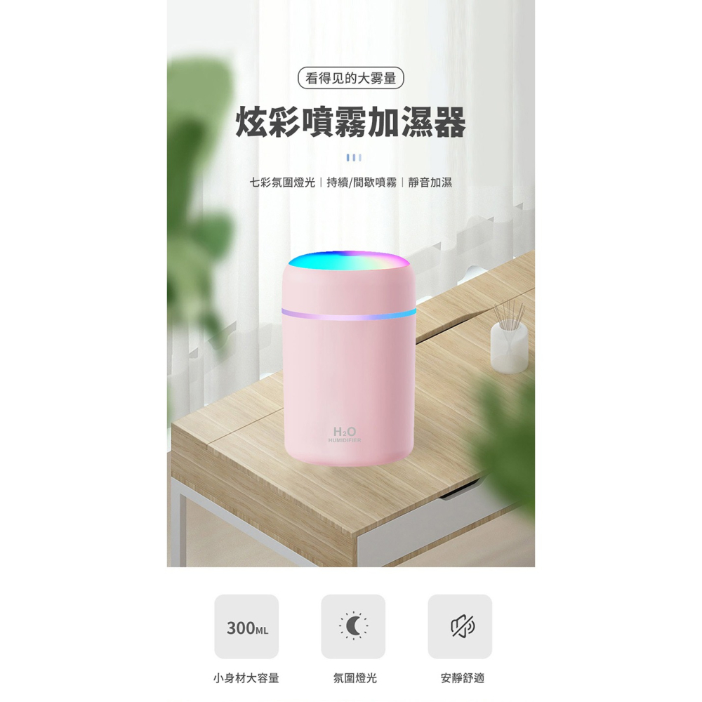 【CY呈云】A級福利品 炫彩噴霧加濕器-粉-細節圖2