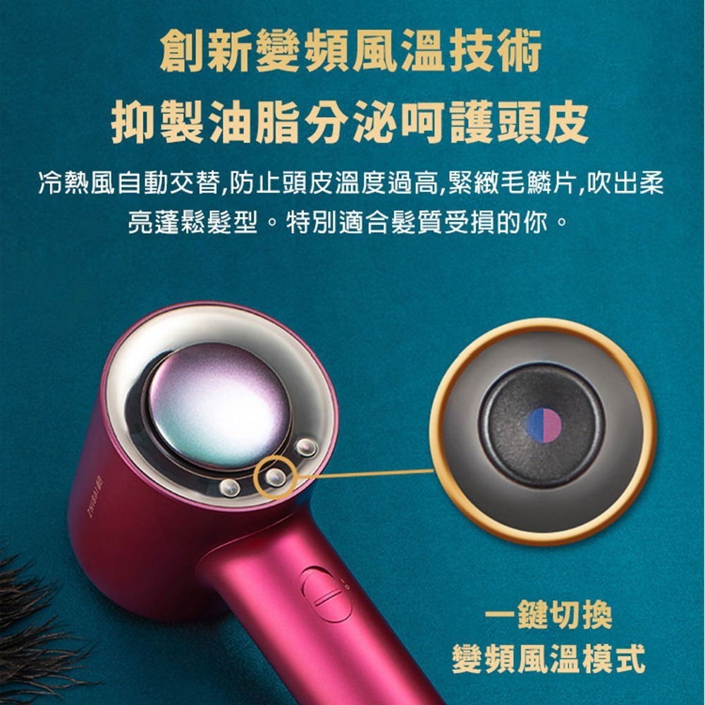 【ZHIBAI 直白】 HL906 魅惑紅 極速乾智能溫控負離子護髮吹風機-細節圖3