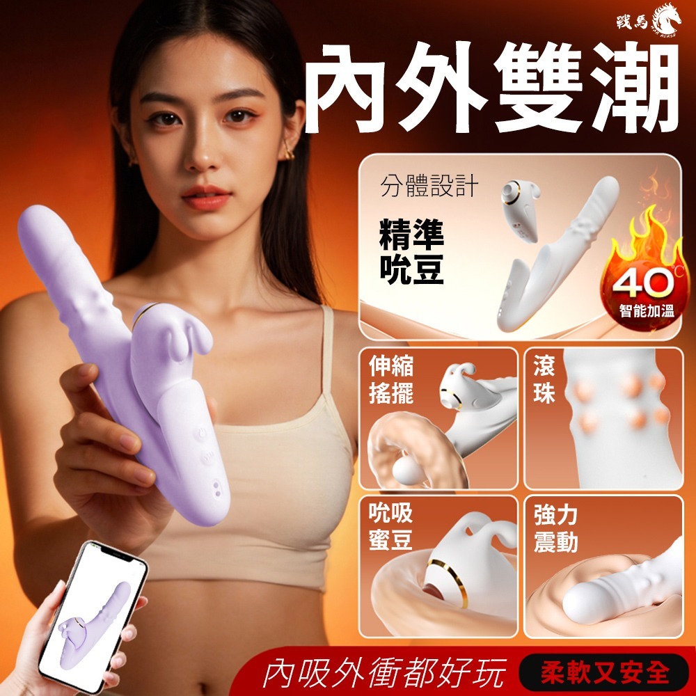 【War Horse 戰馬】慾兔覺醒二合一滾珠旋轉震動伸縮情趣按摩棒(HU-12)-細節圖2