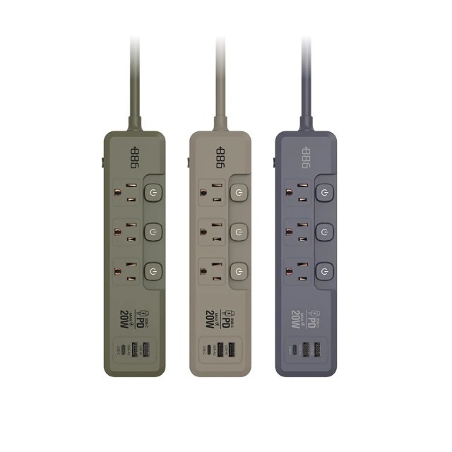 【+886極野家】3開3插2USB+1Type C PD 20W 快充延長線1.8米 V2-細節圖4